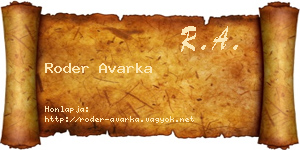 Roder Avarka névjegykártya